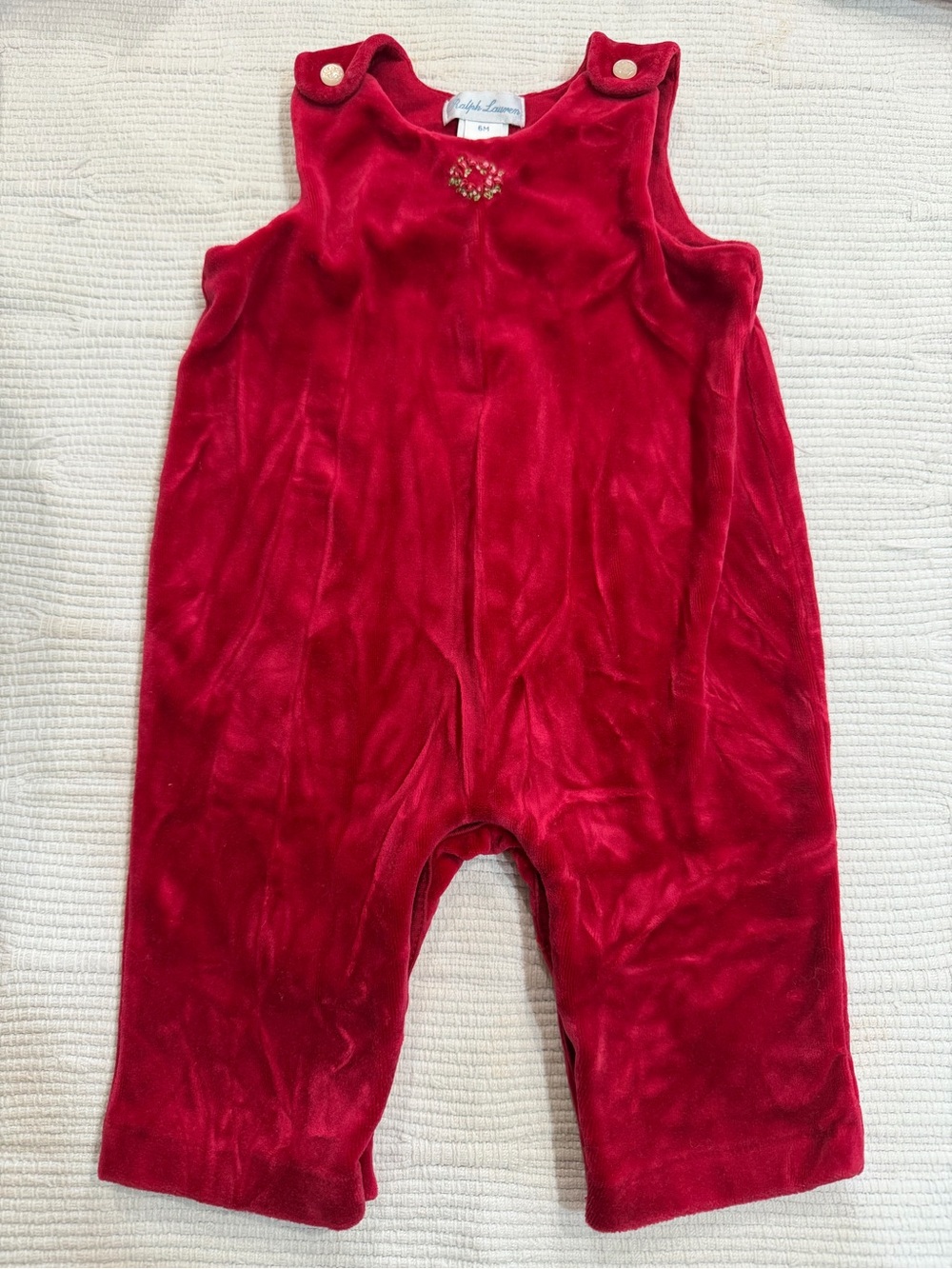 Ralph Lauren Red Velvet Baby Romper